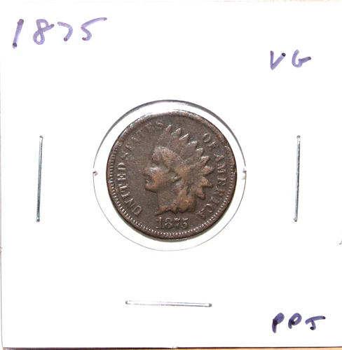 1875 US Indian Head Cent  VG Very Good   (PPT)