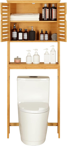 over the Toilet Storage Cabinet, Tall Bathroom Cabinet Organizer with Cupboard a - Picture 9 of 9