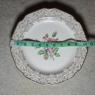 Pink Briar Rose Plate Dominion China Warranted 22K Gold