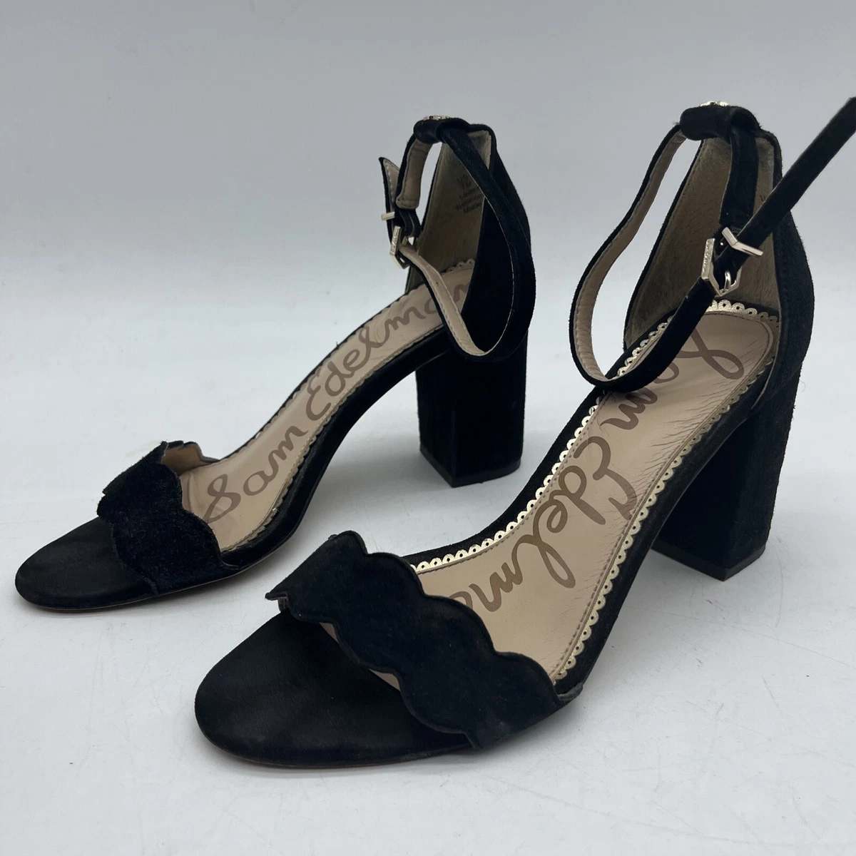 Sandali Con Plateau Sam Edelman Trianna 2 Donna – Pelle Scamosciata Nera, Tacco 120mm, Piattaforma Intrecciata, Taglia 8 US