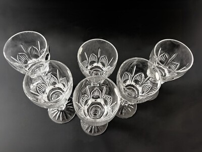 Rare Set of 6 Vintage Russian Crystal Wine Glassware - Hand Carved