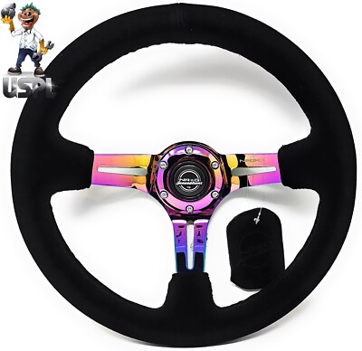 NEW REINFORCED NRG INNOVATIONS STEERING WHEEL RST-018S-MCBS + USPL AIR FRESHENER