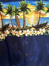 Hawaiian Reserve Collection Island Sunset Aloha Hawaiian Shirt 2XL Made In USA