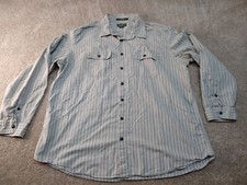 Eddie Bauer Shirt Men XXL Tall Gray Striped Relaxed Fit Long Sleeve Button Up