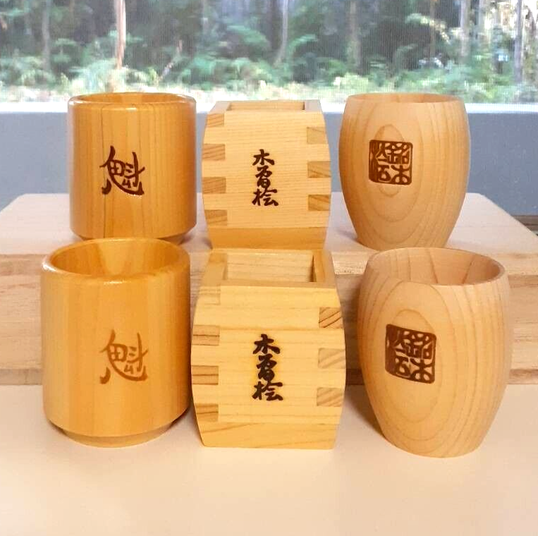 YAMAKO Hinoki Sake Cup Sakigake Maru Taru Guinomi Set of 6 eBay