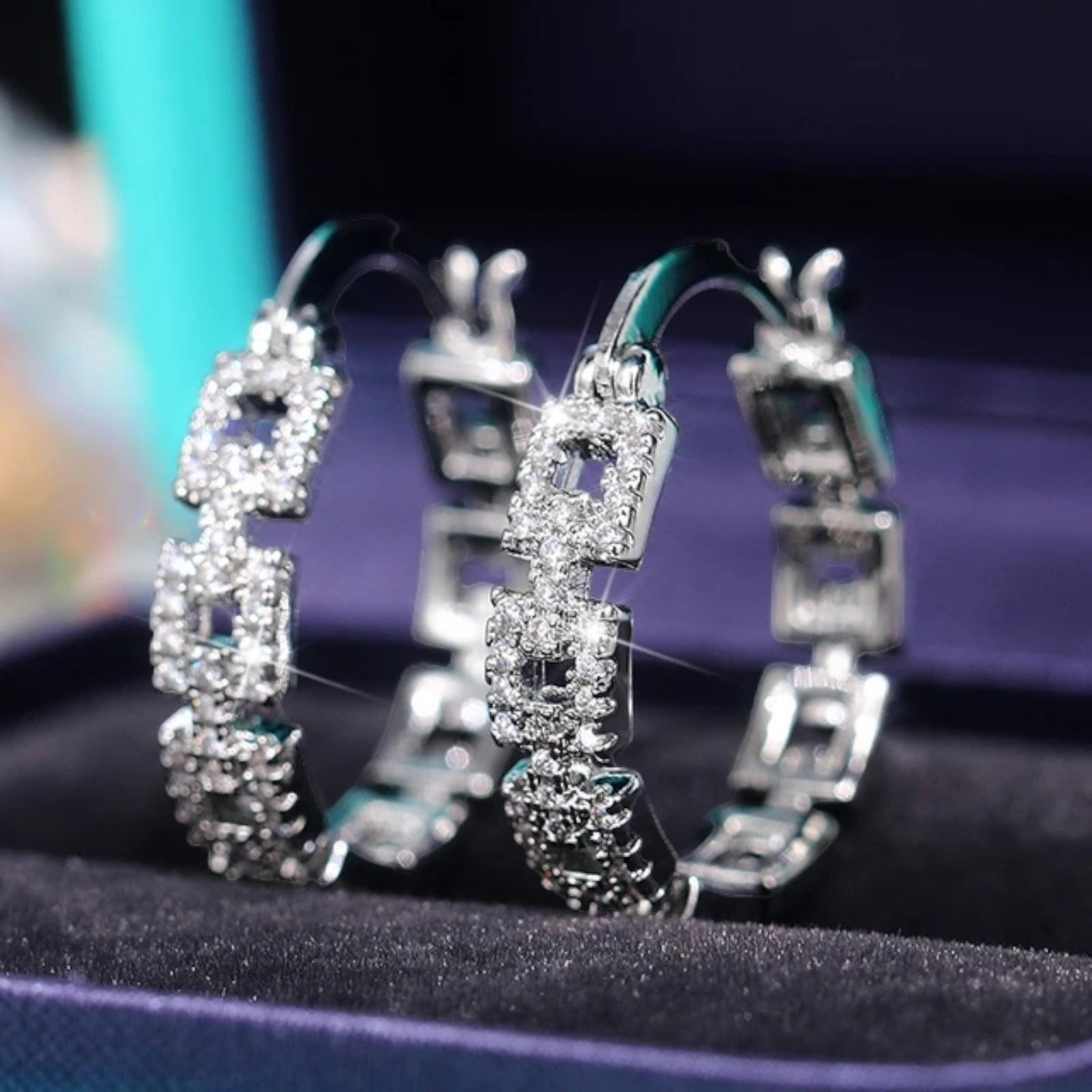 Gold Plated Cubic Zirconia Hoop Earrings Unisex Hip Hop Jewelry for Women-image