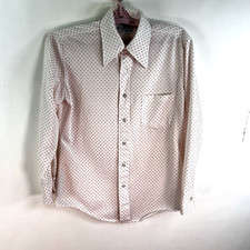 Vintage 70's K-Mart Knit Polyester Dagger Collar Button Shirt Mens Size 15 /33