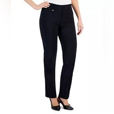JM COLLECTION Petite Curvy Fit Straight Leg Black Dress Pants Sizes 2-16 P  PS