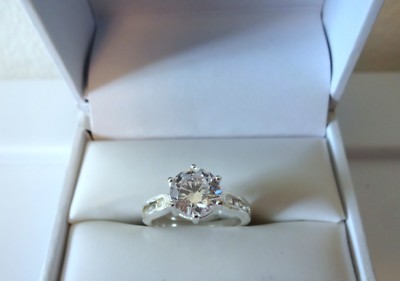 City x City Silver-Plated Cubic Zirconia Ring Size 6 with Box