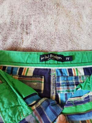 Mini short cargo garçon bleu vert orange plaid taille réglable en écu
