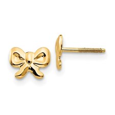 Madi K Kid's Earrings 14k Yellow Gold Bows Post and Screwback Button