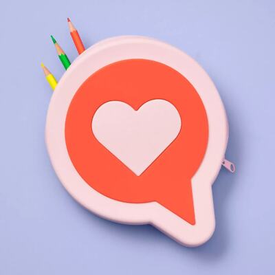More Than Magic Zipper PVC Free Silicone Pencil Pouch Heart Speech Balloon