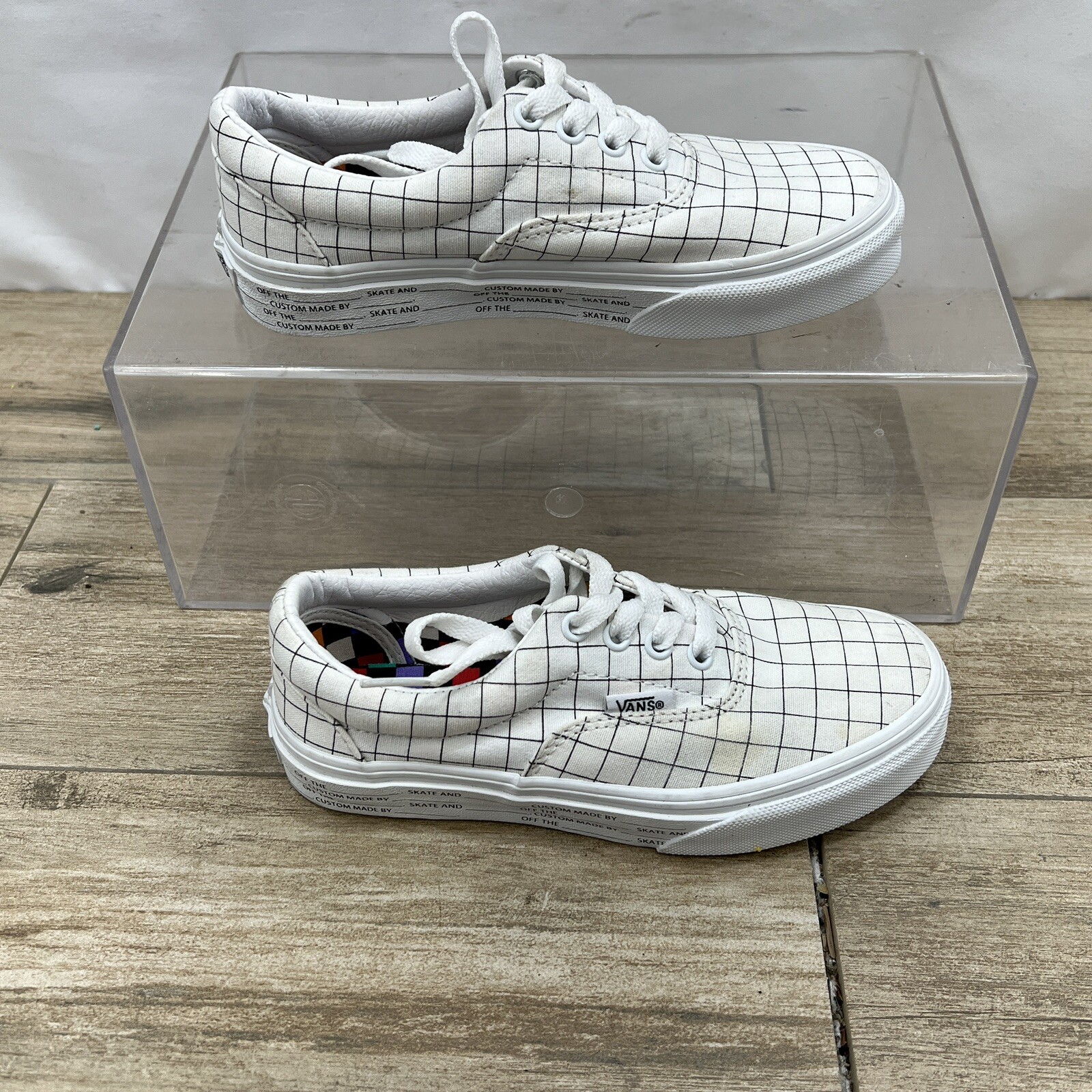 Vans Era U-Color Checkerboard White Sneakers for Kids Size 1-image
