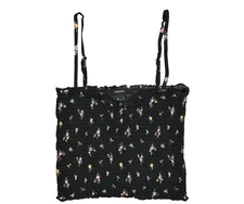 Women's Forever 21 Smocked Black Floral Crop Tank Size S Adjustable Straps