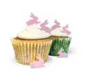 100 Mini Edible Wafer Rice Paper Pale Pink Easter Bunnies Cake Toppers - PRECUT