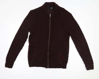ASOS Herren Sweatshirt rot Acrylmischung durchgehender Reißverschluss Größe M