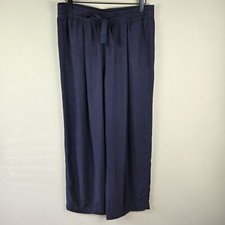 Vince Womens Pants L Blue Wide Leg Lightweight Elastic Waist