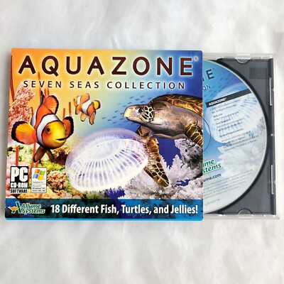 AQUAZONE Seven Seas Collection CD-ROM (2003, PC) Windows XP 98 fish aquarium