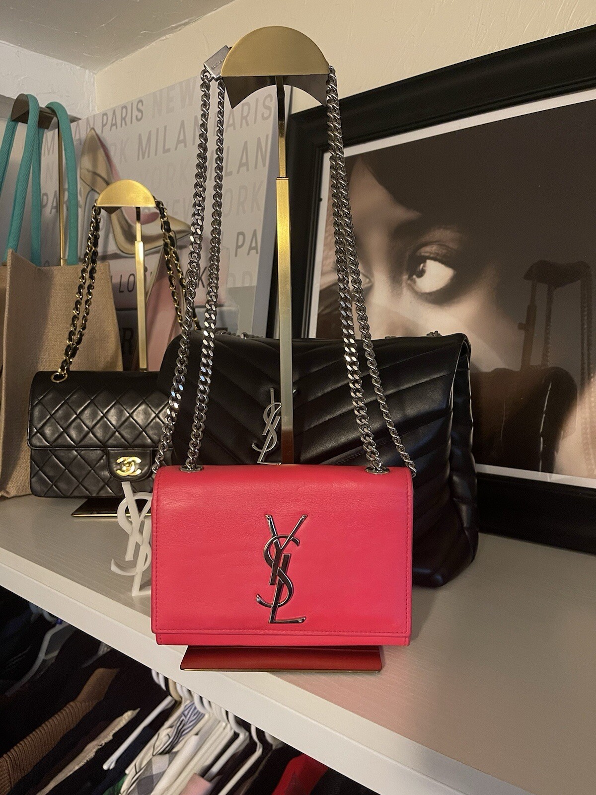 Autentica borsa Kate Saint Laurent piccola rosa con sacchetto antipolvere