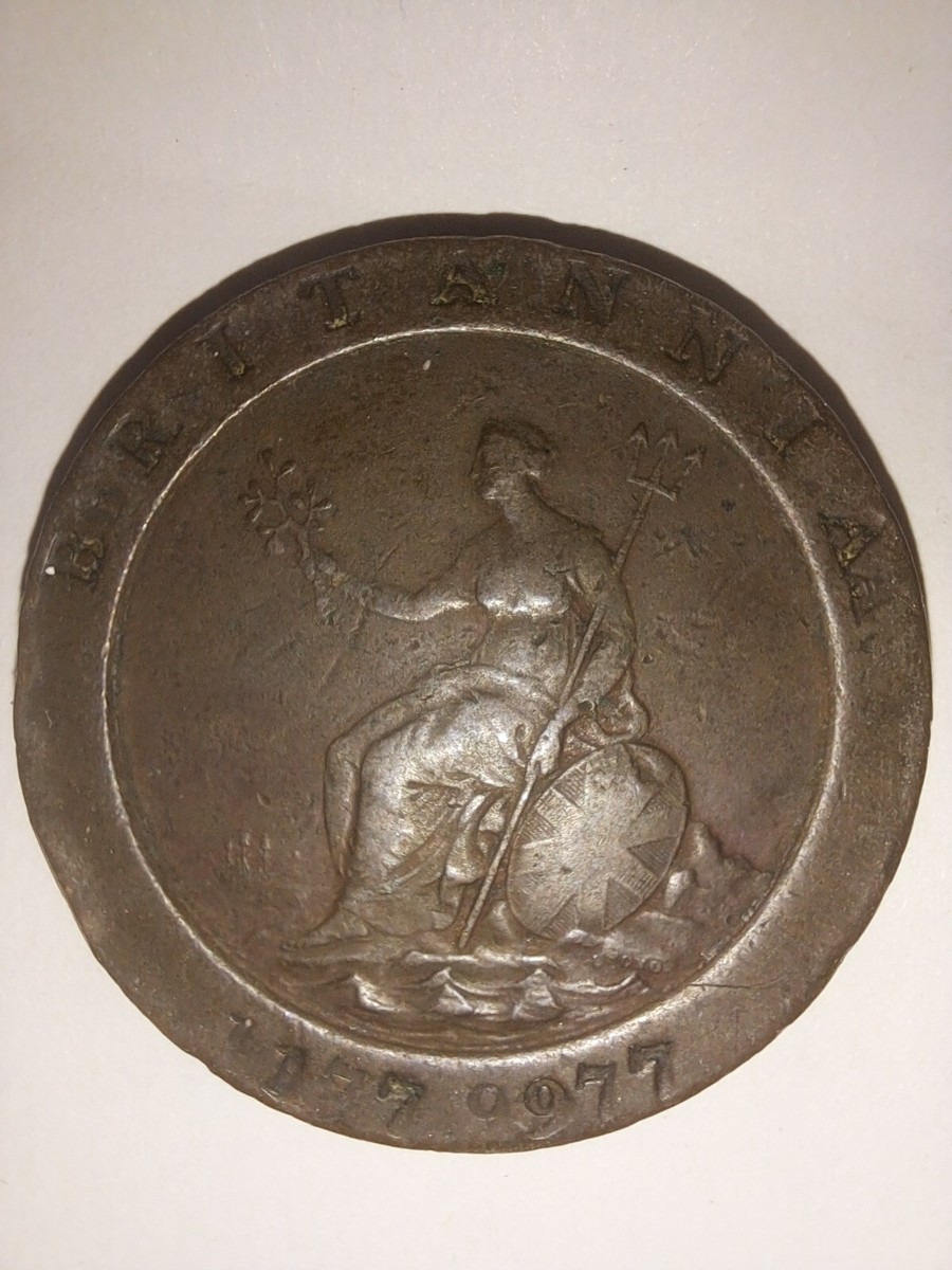 1797 Great Britain 2 Pence Copper Coin Mint Error DOUBLE STRUCK