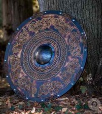 Medieval Round Viking Shield Unique Vintage Design Shield Wooden 24" Viking Gift