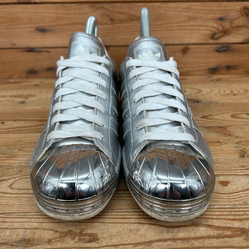 Adidas Trainers Womens UK 4 Superstar 80s Metallic Silver Originals Shoes - Picture 4 of 13