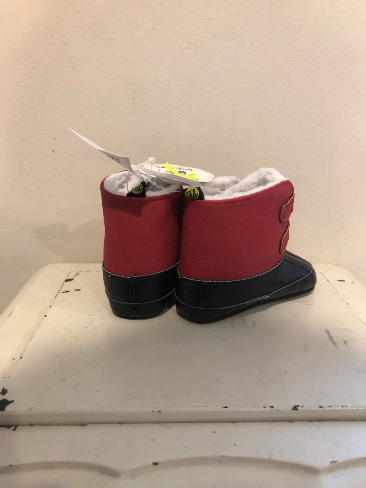 First Steps By Stepping Stones Botas Infantiles Zapatos 9-12 Meses Negro y Rojo Foto 4 de 4