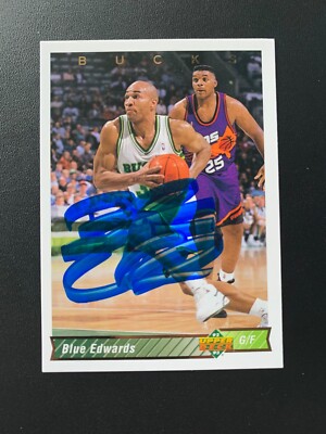 Blue Edwards Signed 1992-93 Upper Deck #404 Card Milwaukee Bucks ...