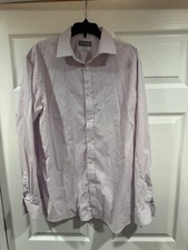 Michael Kors Men's Dress Shirt Sz 16 32/33 Large Slim Fit Pink Gray Long Sleeves
