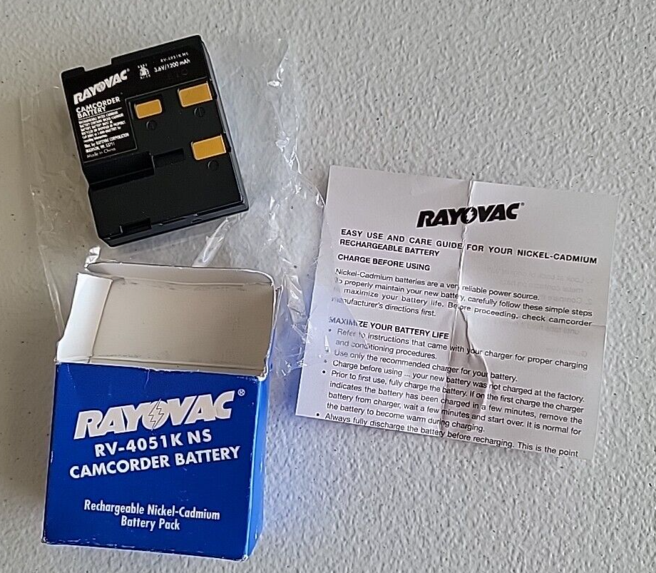 RAYOVAC Camcorder Camera Battery Pack RV-4051K NS Open Box VTG 3.6V Rechargeable-image