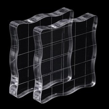 2 PCS Clear Stamp Blocks Set 2x2 Inch WaveLike Acrylic Scrapbooking Crafts