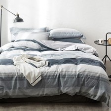 Duvet Cover Set King Size 100 Cotton Soft Bedding Set Gray Blue White Printed
