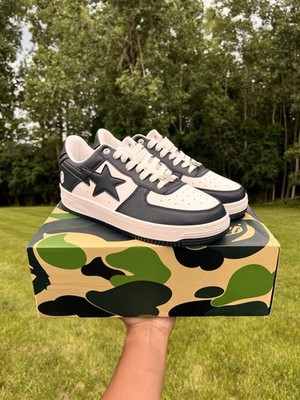 A Bathing Ape Bape Sta Low Leather 'Black/White' In US M 10 With
