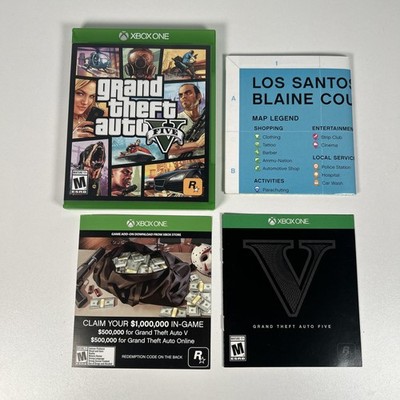 Microsoft XBox One Grand Theft Auto V GTA 5 EMPTY Case w/ Manual & Map