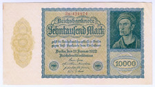 1922 Germany 10000 Mark 121874 Reichbanknote Paper Money Banknotes