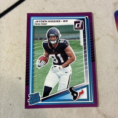 2025 Donruss Football Jayden Higgins Purple Press Proof Rated