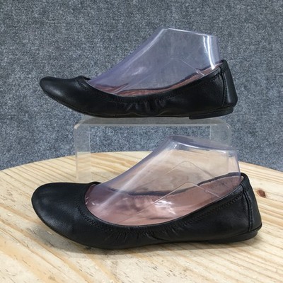 Sonoma Shoes Womens 7.5 M Jana Ballet Flats Black Leather Slip On Casual Comfort