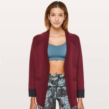 Lululemon Merino Wool Reverse Me Wrap Reversible Cardigan SIZE 4 Maroon Sweater