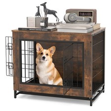 Industrial Dog Crate Furniture Heavy-duty Kennel Cage w/ 3 Chew-proof Walls