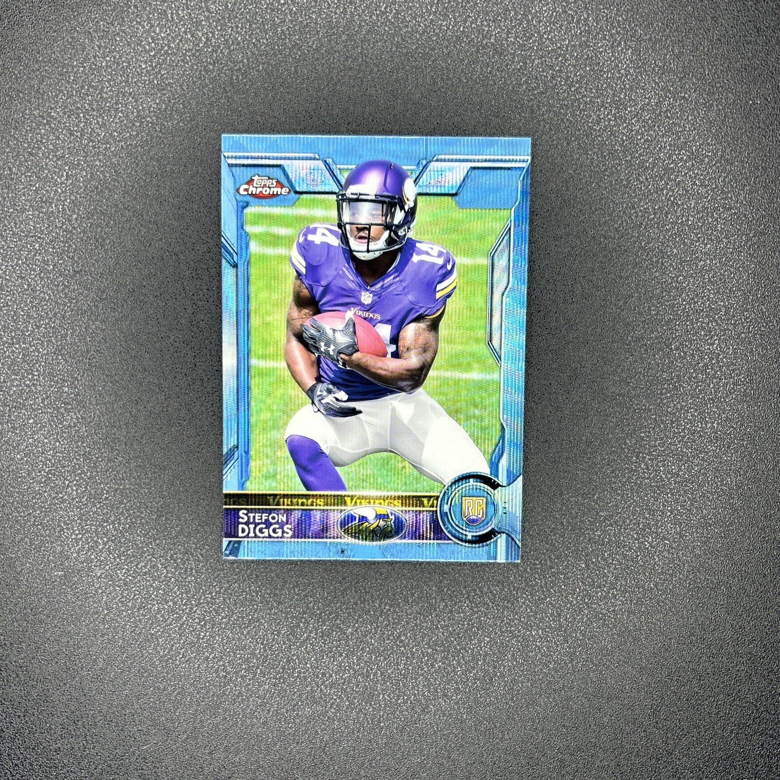 2015 Topps Chrome #148 Stefon Diggs Blue Wave Refractor Prizm SP RC - Rookie