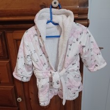 Baby Bath Robe Pink White Flowers with Gray Leaves Polyester BN 855607917
