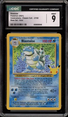 Pokemon Blastoise Celebrations Classic Coll. Base Set Holo Rare #2 CGC 9 Mint