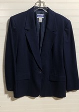 VTG Pendleton Virgin Wool Classic Navy Blue Blazer Jacket Women's 12