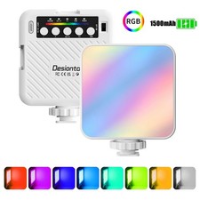 RGB Video Light Dimmable 3000-6500K Full Color LED Camera Light with 3 Cold Shoe