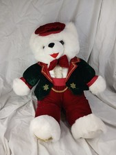 Vintage 1998 TB Trading Co. Christmas Boy Teddy Bear Plush Red  Green Outfit