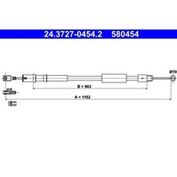 ATE Handbremsseil 1152Mm Passend FüR MERCEDES-BENZ Viano Vito | 24.3727-0454.2