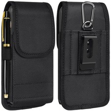 Phone Holster Card Holder Pouch Belt Clip XL Black Nylon Fits Most Smartphones