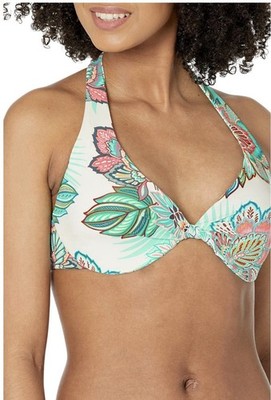 COCO REEF Tropical Lotus Twist Bikini Top Ivory 36/38D