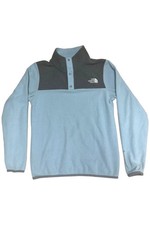The North Face Kid's Girl Glacier Snap Pullover Aqua/Gray