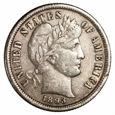 1893 Barber Dime 10C Raw